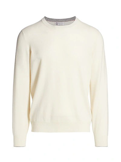 Brunello Cucinelli Men's Cashmere Crewneck Jumper In Nude & Neutrals