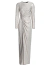 St John Knotted Lam Wrap Gown In Gold