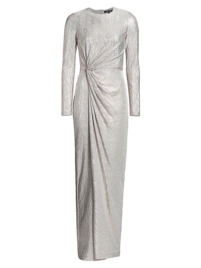 St John Knotted Lam Wrap Gown In Gold