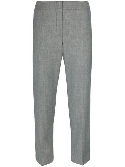 Alexander Mcqueen Mid-rise Slim-leg Cropped Wool Trousers In Black Grey|grigio