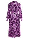 Alessandra Rich Women's Leopard Print Pleated Satin Midi Dress In Fuchsia