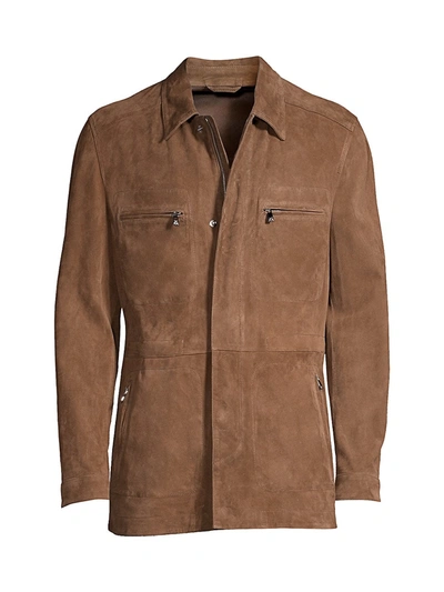 Corneliani Men's Suede Safari Jacket In Brown