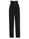 Ganni Women's Heavy Crepe Paperbag Trousers In Black