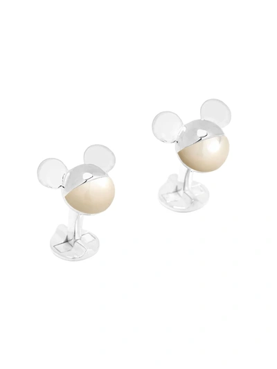 Cufflinks, Inc Disney 3d Silver Mother Of Pearl Mickey Mouse Cufflinks
