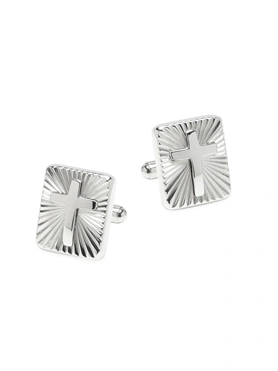 Cufflinks, Inc Men's Ox & Bull Trading Co. Radiant Cross Stainless Steel Cufflinks In Silver