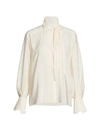 Chloé Silk Tieneck Blouse In Vanilla Ice