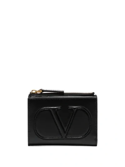 Valentino Garavani Black Vlogo Leather Wallet