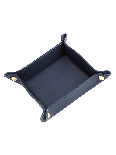 Royce New York Leather Catchall Tray In Navy Blue