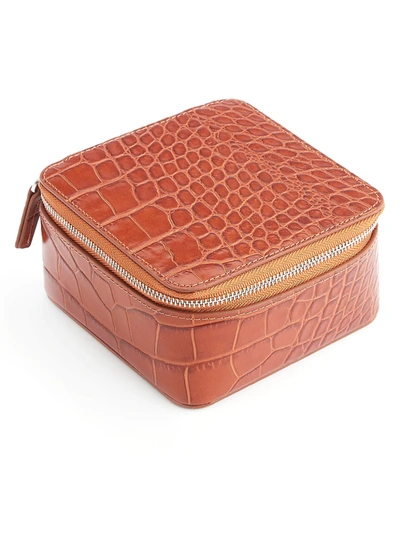 Royce New York Croc-embossed Leather Jewelry Case In Brown