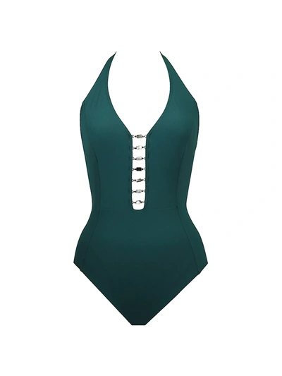 Amoressa By Miraclesuit Northern Lights Lyra Beaded One-piece Swimsuit In Sherwood