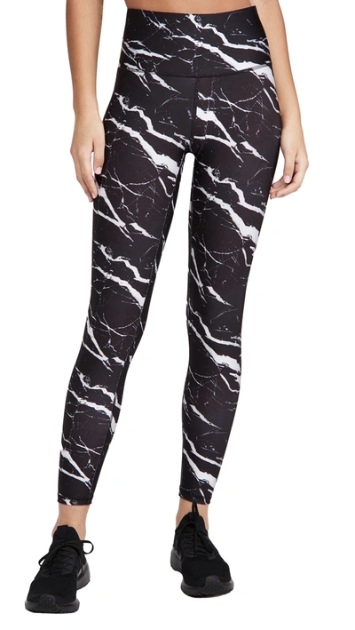 Terez Women's Marble-print High-rise Compression Leggings In Black Marble