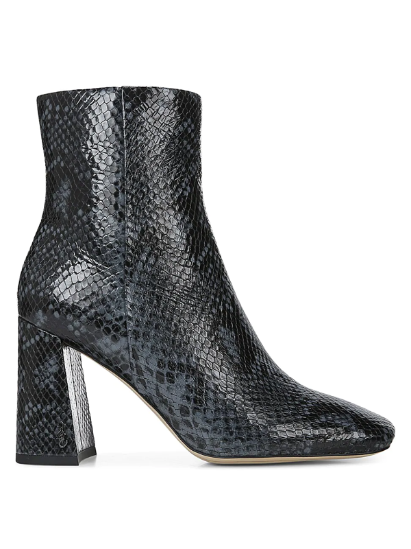 flat snakeskin ankle boots