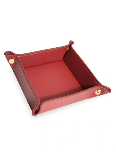 Royce New York Travel Leather Catchall Valet Tray In Red