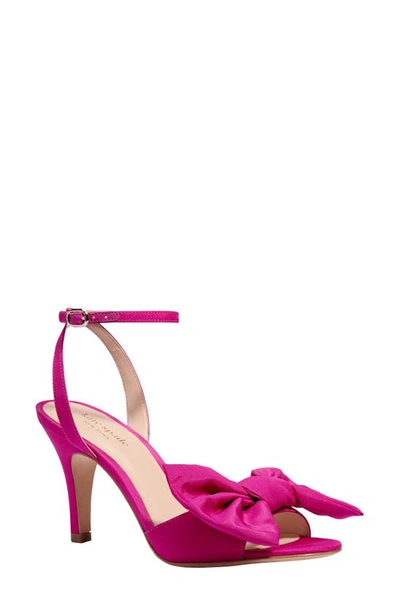 Kate Spade Gloria Satin Bow Ankle-strap Pumps In Magenta