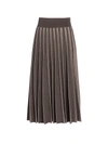 Agnona Women's Merino Wool-blend Pleated Midi Skirt In Chestnut