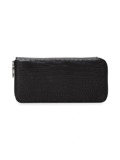 Grace Crocodile Leather Continental Wallet In Black