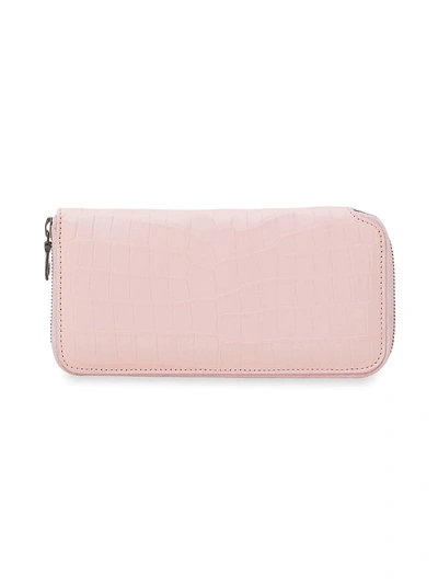 Grace Crocodile Leather Continental Wallet In Blush