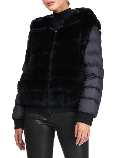 Gorski Women's Detachable Quilted-sleeves Rex Rabbit Fur Parka