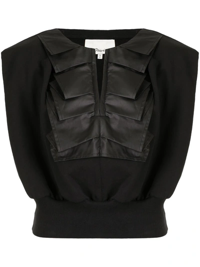 3.1 Phillip Lim / フィリップ リム Sleeveless French Terry Top With Ruffle In Black