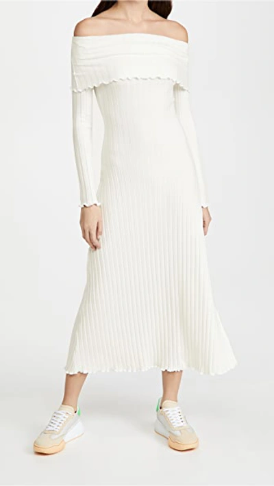 Simon Miller Espen Fold Over Long Sleeve Dress In White | ModeSens