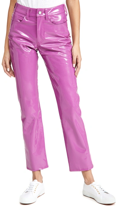 Simon Miller Straight Leg Faux Patent Leather Pants In Magenta
