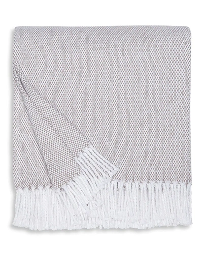 Sferra Terzo Fringed Cotton Throw In Mushroom