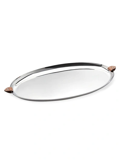 Ralph Lauren Wyatt Stainless Steel Oval Serving Tray In Saddle/ Silver