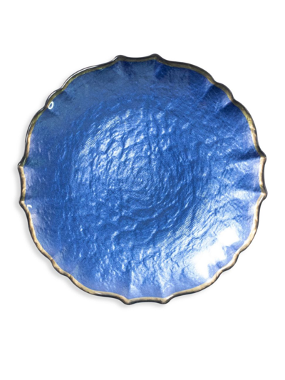 Vietri Pastel Glass Collection White Salad Plate In Blue