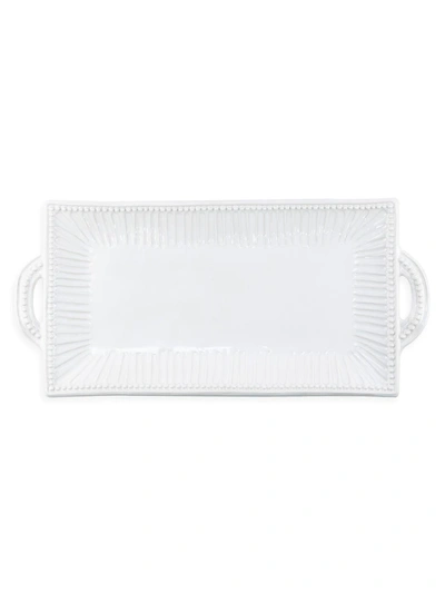 Vietri Incantostripe Rectangular Handled Platter In White