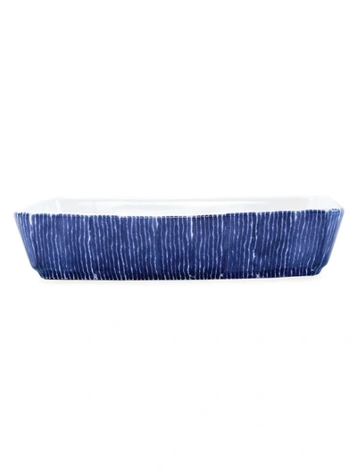 Vietri Viva Santorini 13.75" X 9.25" Stripe Rectangular Ceramic Baker In Blue