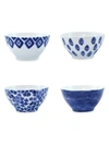 Vietri Viva Santorini 4-piece Assorted Ceramic Cereal Bowl Set In Blue