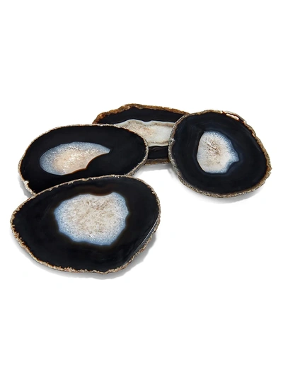 Anna New York Pedra Smoke Agate 4-piece Coasters Set In Midnight