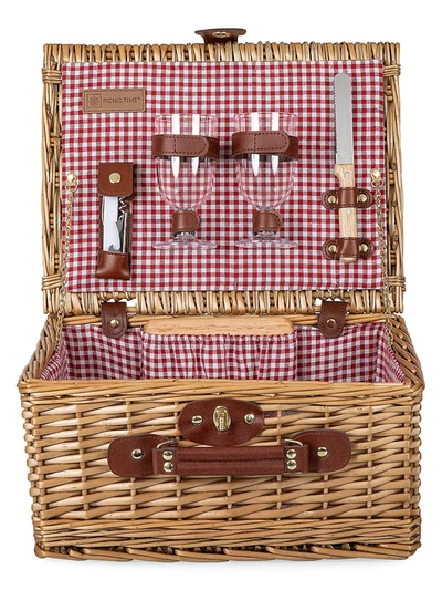 Picnic Time Classic 6-piece Wine & Cheese Basket In Red And White Check