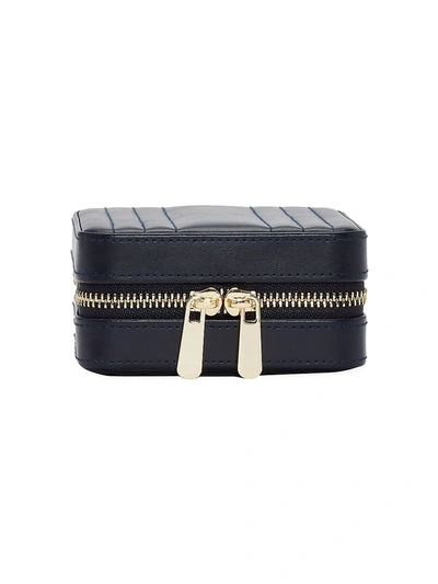 Wolf Maria Square Quilted Leather Zip Jewelry Case In Navy