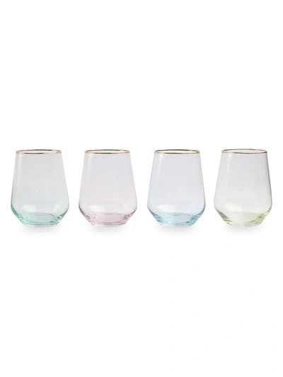 Vietri Rainbow Assorted Stemless Wine Glasses, Set Of 4 In Gold