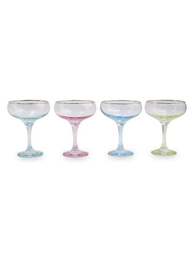 Vietri Rainbow 4-piece Assorted Coupe Champagne Glass Set In Multi