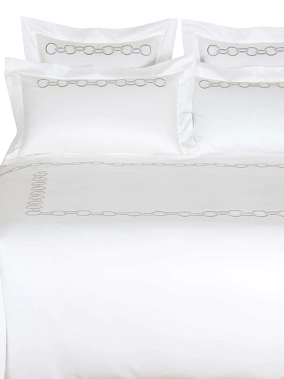 Frette Links Embroidery 300 Thread Count Duvet In Savage Beige