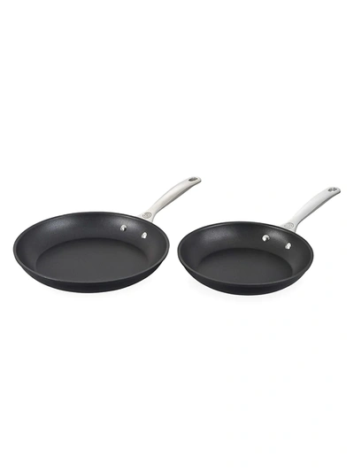 Le Creuset Set Of Two Toughened Nonstick Pro Frying Pans In Black
