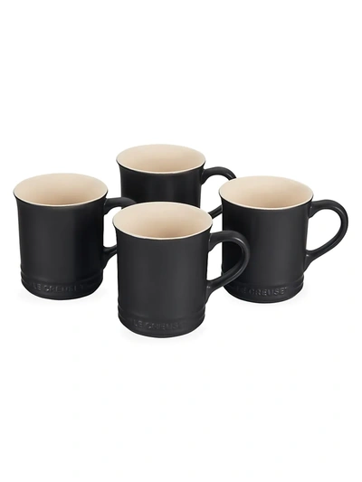 Le Creuset 4-piece Stoneware Mug Set In Licorice