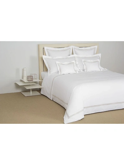 Frette Triplo Popeline Queen Duvet In White Savage Beige