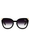 Quay Noosa 55mm Cat Eye Sunglasses In Black/ Black Fade Gradient