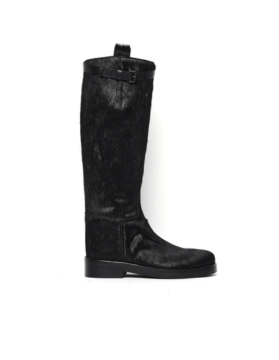 Ann Demeulemeester Pony Hair Boots In Black