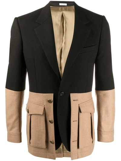 Alexander Mcqueen Military Jacket With Pocket Panels In Black