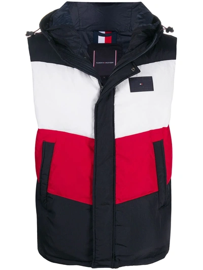 Tommy Hilfiger Colour-block Zipped Gilet In Blue