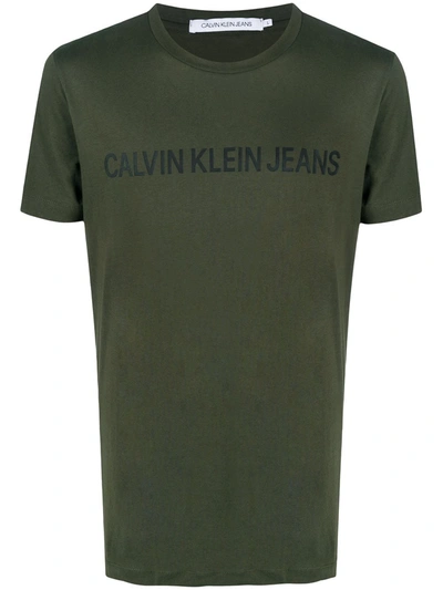 Calvin Klein Jeans Est.1978 Logo Print Short-sleeve T-shirt In Green