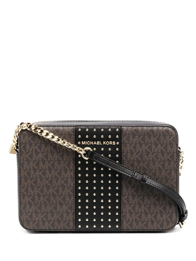 Michael Michael Kors Logo-print Logo-plaque Crossbody Bag In Black