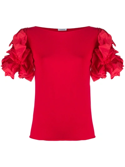P.a.r.o.s.h Ruffled Puff Sleeve Blouse In Red