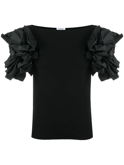 P.a.r.o.s.h Ruffled Puff Sleeve Blouse In Black