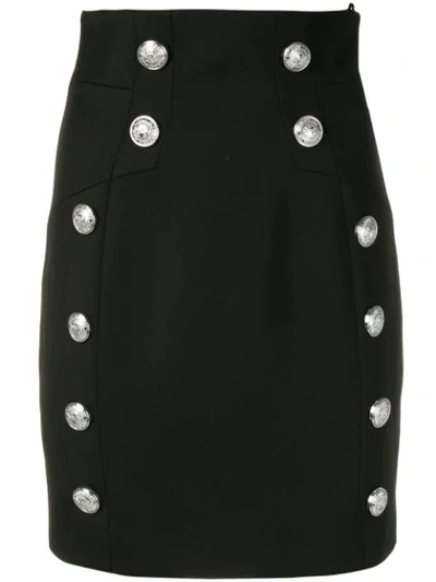 Balmain High Waist Pencil Skirt In Black