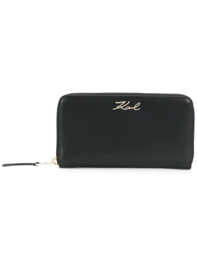 Karl Lagerfeld K/signature Zip Wallet In Black